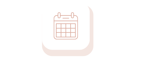 Kalender-Symbol mit Kästchen und zwei oberen Halterungen in sanften Farben.